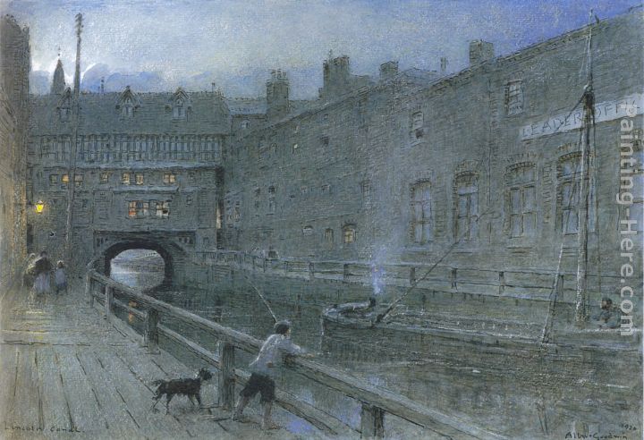 Lincoln Canal painting - Albert Goodwin Lincoln Canal art painting